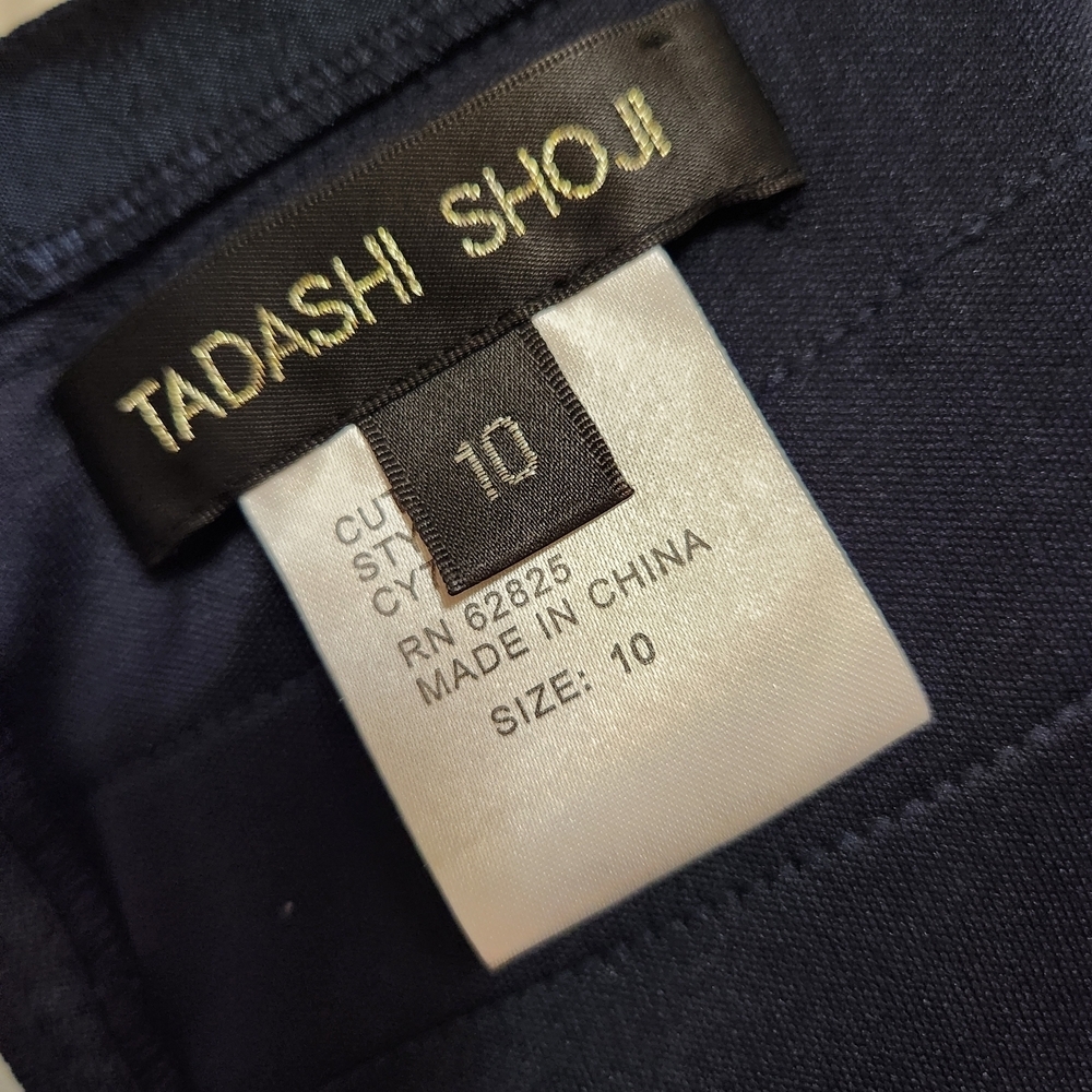 Tadashi Shoji Romantic Dark Blue Tiered Rosette Gown Formal Dress Sz 10 Like New - Picture 6 of 15